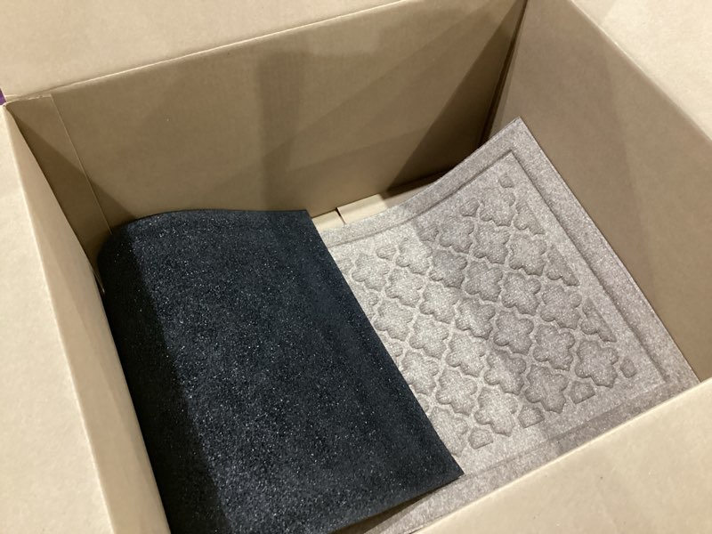 Condition photo showing Good Condition for artisan entry indoor mats for entryway, durable & easy to clean tray for boots, anti-slip & water-resistant for front room, made in the usa, 15" x 36", taupe, by mats inc. boot tray - taupe 15" x 36"