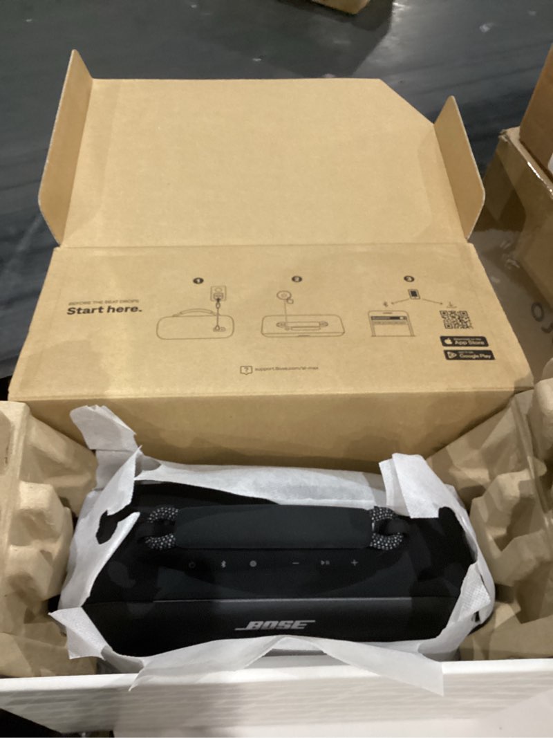 Condition photo showing Good Condition for Bose SoundLink Max Bluetooth Speaker - Portable Wireless Party Speaker, IP67 Waterproof, Rope Handle, Up to 20 Hours of Playtime, USB-C, Built-in 3.5mm AUX Input, Black