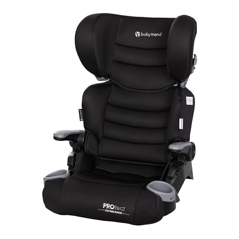 baby trend protect 2-in-1 folding booster seat, midnight black – fold-flat travel-ready design, lightweight build, belt-positioning comfort
