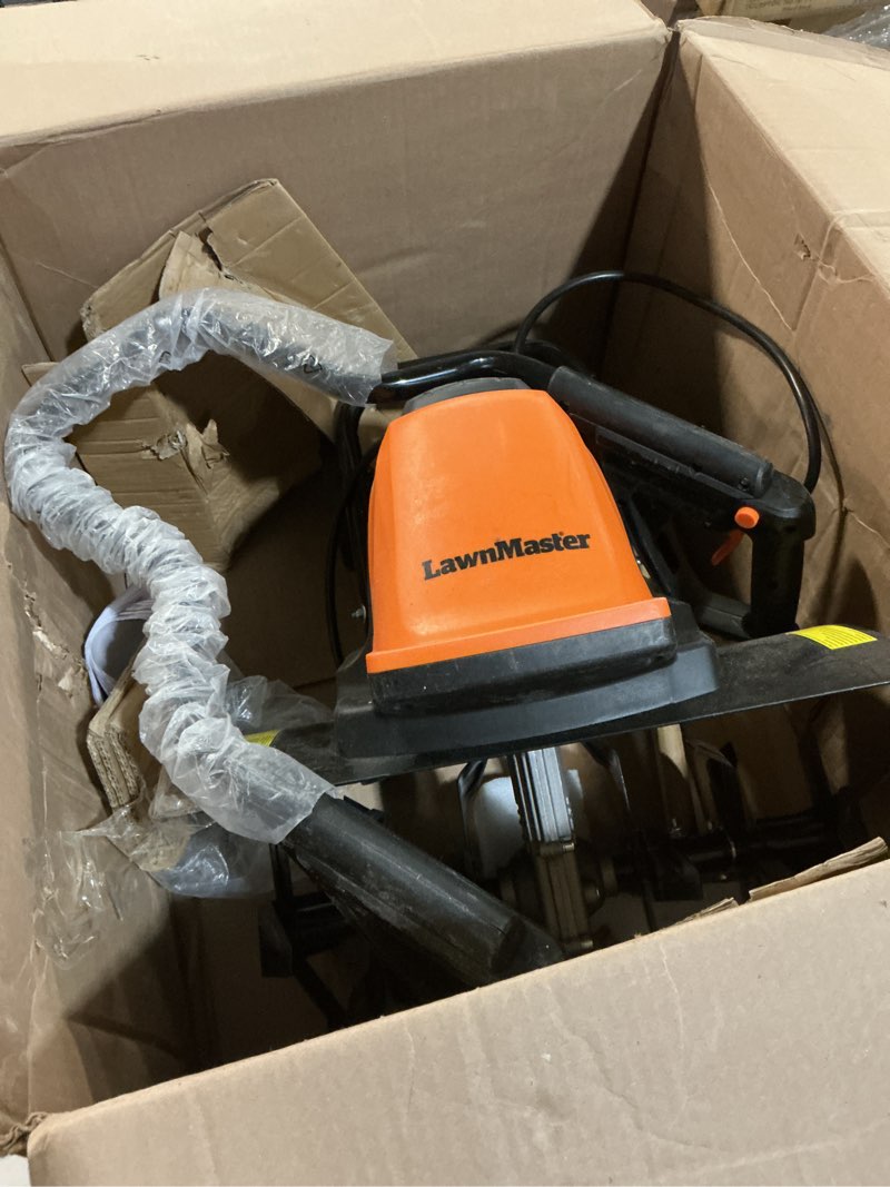 Condition photo showing As Is for LawnMaster TE1318W1 Corded Electric Tiller 13.5-Amp 18-Inch Orange