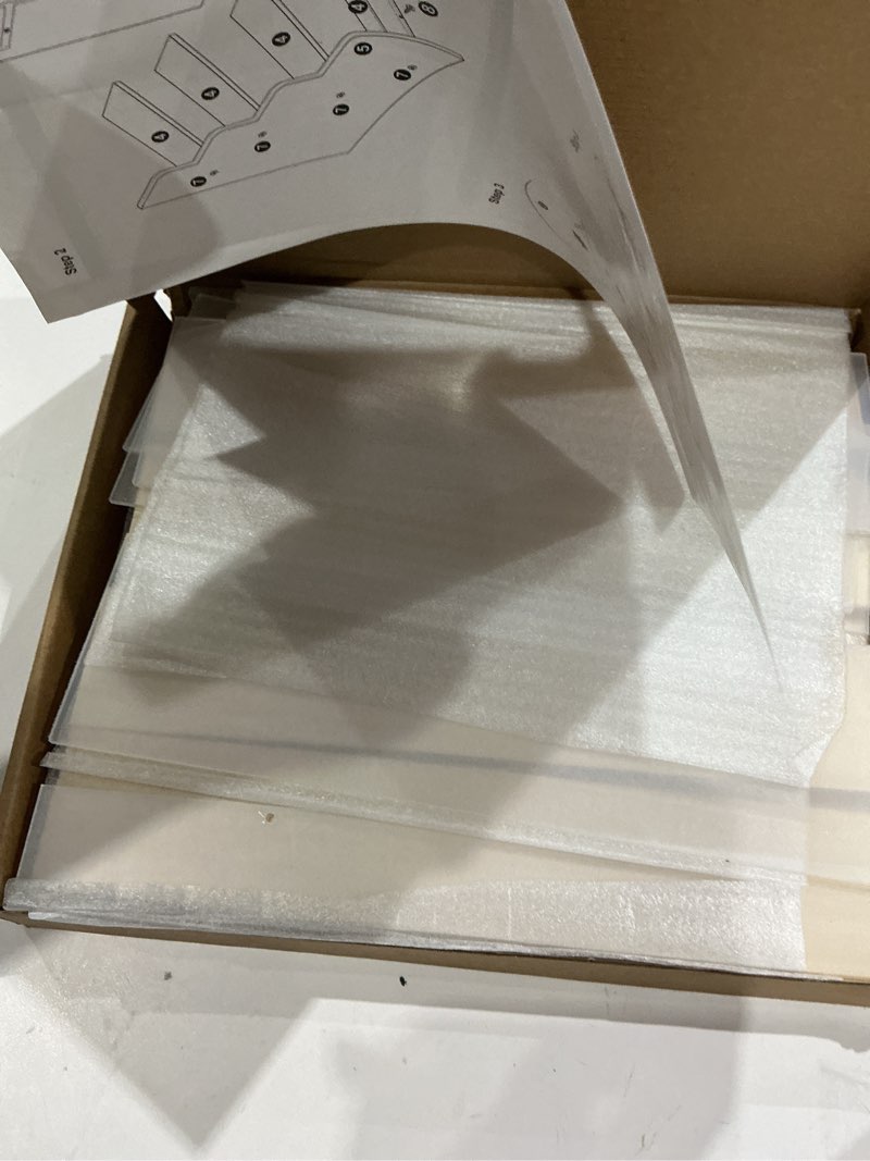 Condition photo showing Good Condition for ucec greeting card display stand, 4-tier wooden acrylic greeting card holder, display stands for vendor events postcard, craft fairs, retail counter, brochures & photos organizer wooden & acrylic