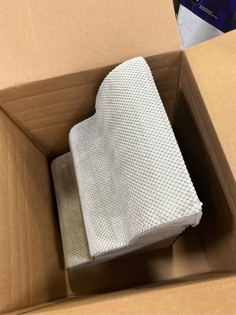 Condition photo showing As Is for dog stairs for small dogs,3 step dog ramp for couch and bed,pet stairs with non-slip bottom for old cats,indoor pet steps,comfort,durable,15.4" h,light grey light grey 3 21.6"d x 15.4"w x 15.4"h