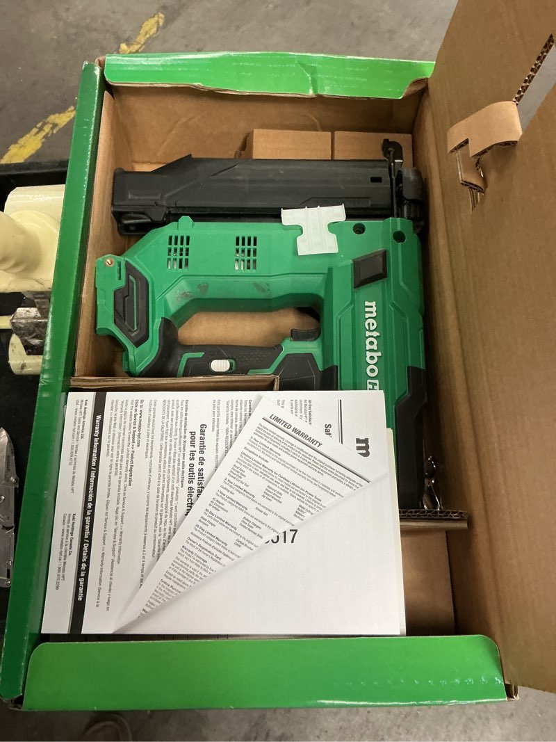 Condition photo showing As Is for metabo hpt multivolt 18 ga. cordless compact brad nailer kit (battery & charger) 18 v