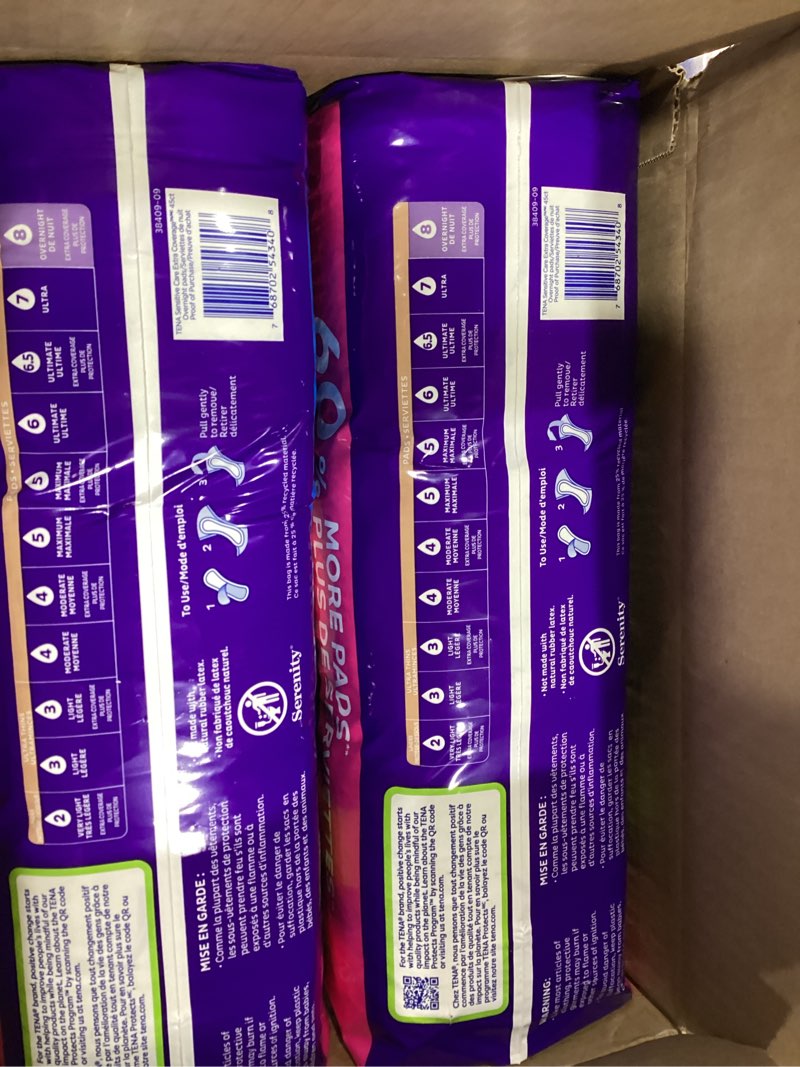 Condition photo showing Good Condition for tena intimates overnight pad, 45 count
