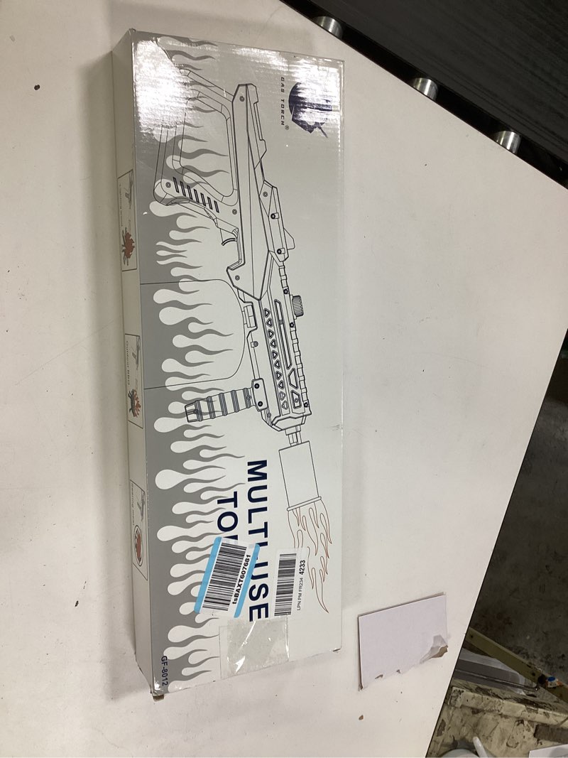 Condition photo showing New/Like New for Powerful Propane Torch Gun, Kitchen Torch with Adjustable Flame, Flamethrower Blow Torch Gun, Gas Welding Kits for BBQ, Searing Steak, Camping & Charcoal Torch Lighter(Tank Not Included) Silver&black