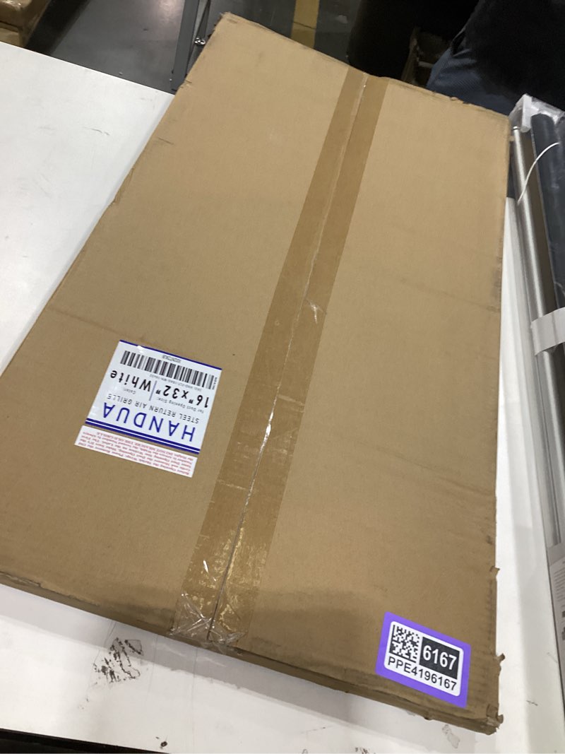 Condition photo showing New/Like New for fits 16x32 duct opening | steel return air grille by handua | vent cover grill for sidewall and ceiling | white | hvac cold air intake grille | outer dimensions: 17.75"w x 33.75" 1 16"w x 32"h [duct opening]