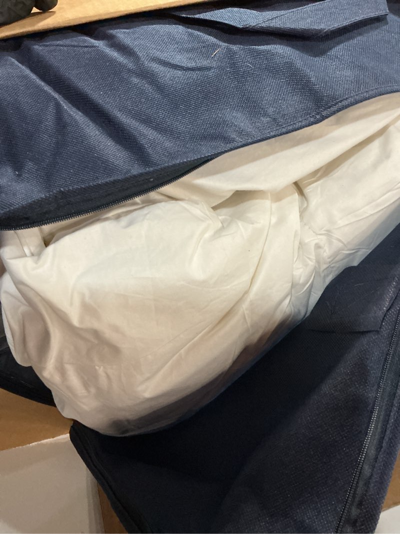 Condition photo showing As Is for Serta Goose Feather Down Fiber Cotton Comforter King Size - 100% Cotton Duvet Insert - Hotel Luxury Hypoallergenic Bedding Comforter All Season Medium Warmth 106 x 90 Inch White King All Season