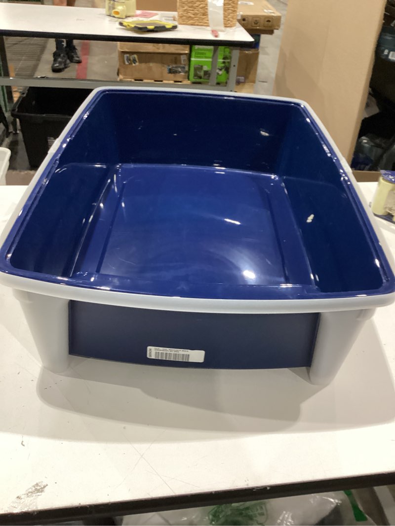 Condition photo showing Good Condition for iris extra large open top cat litter box with scatter shield, sturdy open air kitty litter pan with tall spray, black
