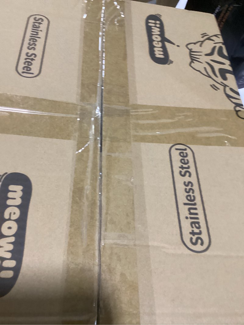 Powools Stainless Steel Cat Litter Box, Metal Kitty Litter Box with Scoop, Anti-Leakage Top Entry, N