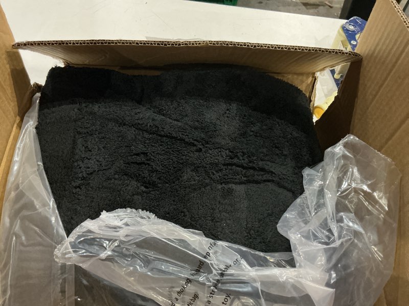 Condition photo showing As Is for solid washable area rug - 3x5 medium pile faux cashmere carpet for living room bedroom, black black 3' x 5'