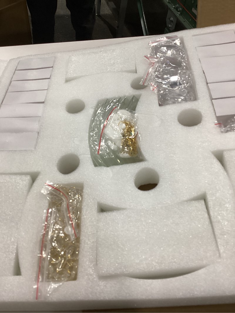 Condition photo showing New/Like New for Gopmmy 15.7 Inch Crystal Chandelier Gold,Modern 5-Lights Crystal Flush Mount LED K9 Chandeliers Ligh