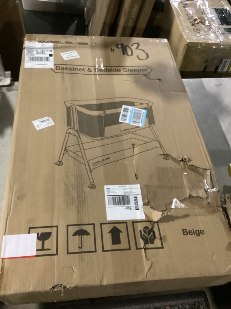 Condition photo showing New/Like New for 3 in 1 Baby Bassinet, Rocking Bassinets with Comfy Mattress and Wheels, Adjustable Height Bassinet Bedside Sleeper, Easy Folding Portable Crib for Newborn (Grey)