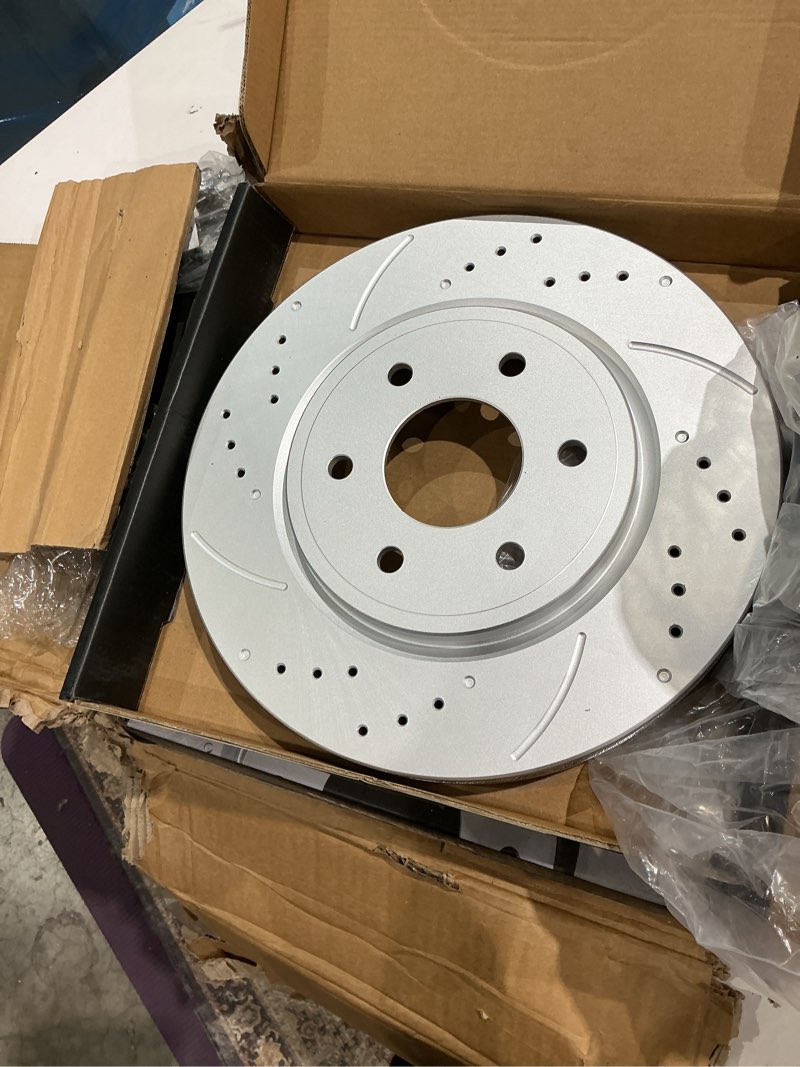 Condition photo showing Good Condition for front brake pads and rotors kit for pathfinder [ 2005-2012 ], geomet coated brake kit, drilled and slotted brake rotors pads [ 11.7in ], automotive replacement brake kits 31412 d1094