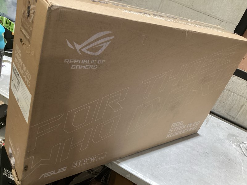 Condition photo showing Good Condition for asus rog strix 32” 4k oled gaming monitor (xg32ucwmg) - trueblack glossy, dual mode(4k@240hz, fhd@480hz), 0.03ms, g-sync compatible, neo proximity sensor, usb-c, hdmi 2.1, 3 yr warranty 32" oled 4k 240hz/ fhd@480hz g-sync