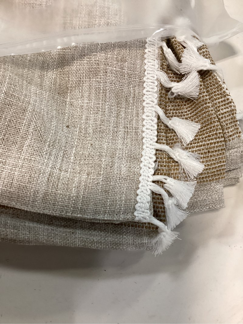 Condition photo showing Good Condition for linen tassel coffee table tablecloth living room rectangular tablecloth cover with pockets 55" x 20" (oblong) light grey-03