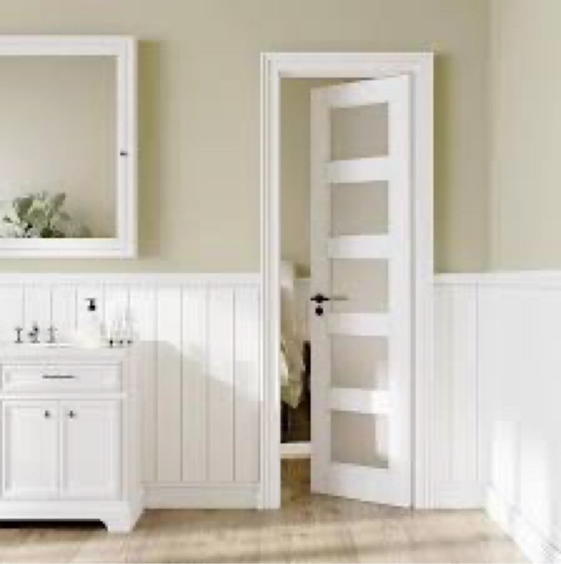 Interior Frosted Glass Pantry Door Slab Solid Manufacture Wood White Standard Door For French Doors 80''H/96H''