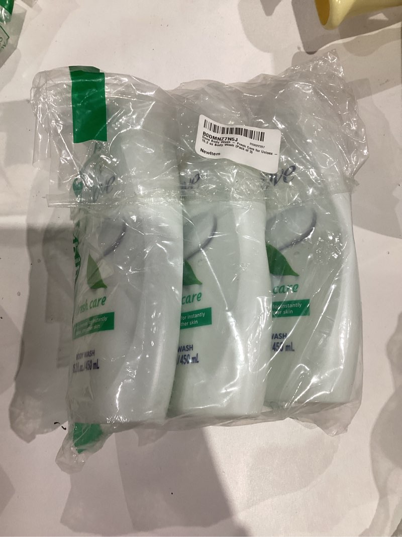 Condition photo showing New/Like New for Dove Body Wash, Fresh Care for Unisex, 15.2 oz (Pack of 3) – Moisturizing & Nourishing Body Wash for Hydrated, Smooth, and Refreshed Skin, Suitable for All Skin Types