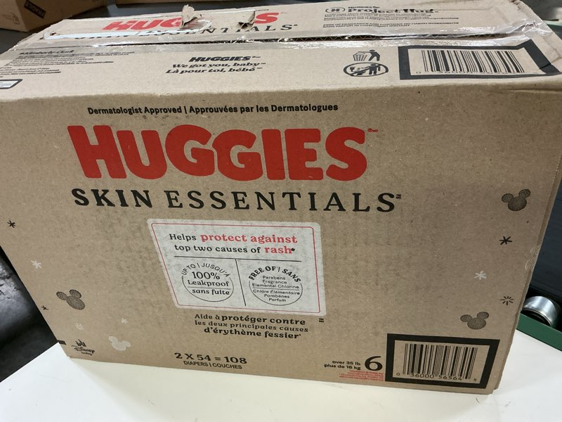 Condition photo showing New/Like New for huggies skin essentials luxury diapers - size 6 - 108ct