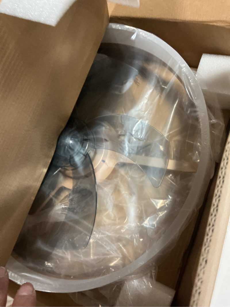 Condition photo showing Good Condition for DLLT LED Ceiling Fan with Light: 20" Modern Low Profile Flush Mount Fandelier with App & Remote Control - Dimmable Gold Bladeless Fan Light Fixture for Bedroom Kids Room Living Room Gold 20 Inch