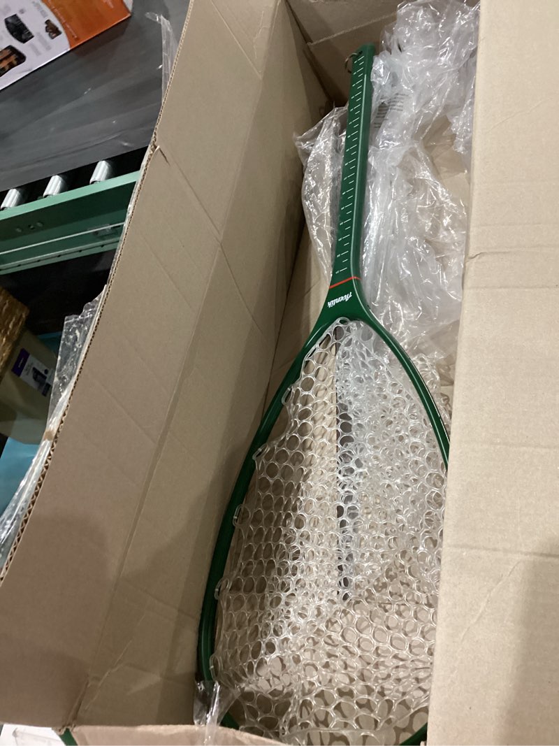 Condition photo showing Good Condition for Aventik Fly Floating Fishing Net Carbon Fiber Landing Trout Net Clear Rubber Ghost Net Catch & Release Net with Magnetic Net Release Long handle green with magnetic release