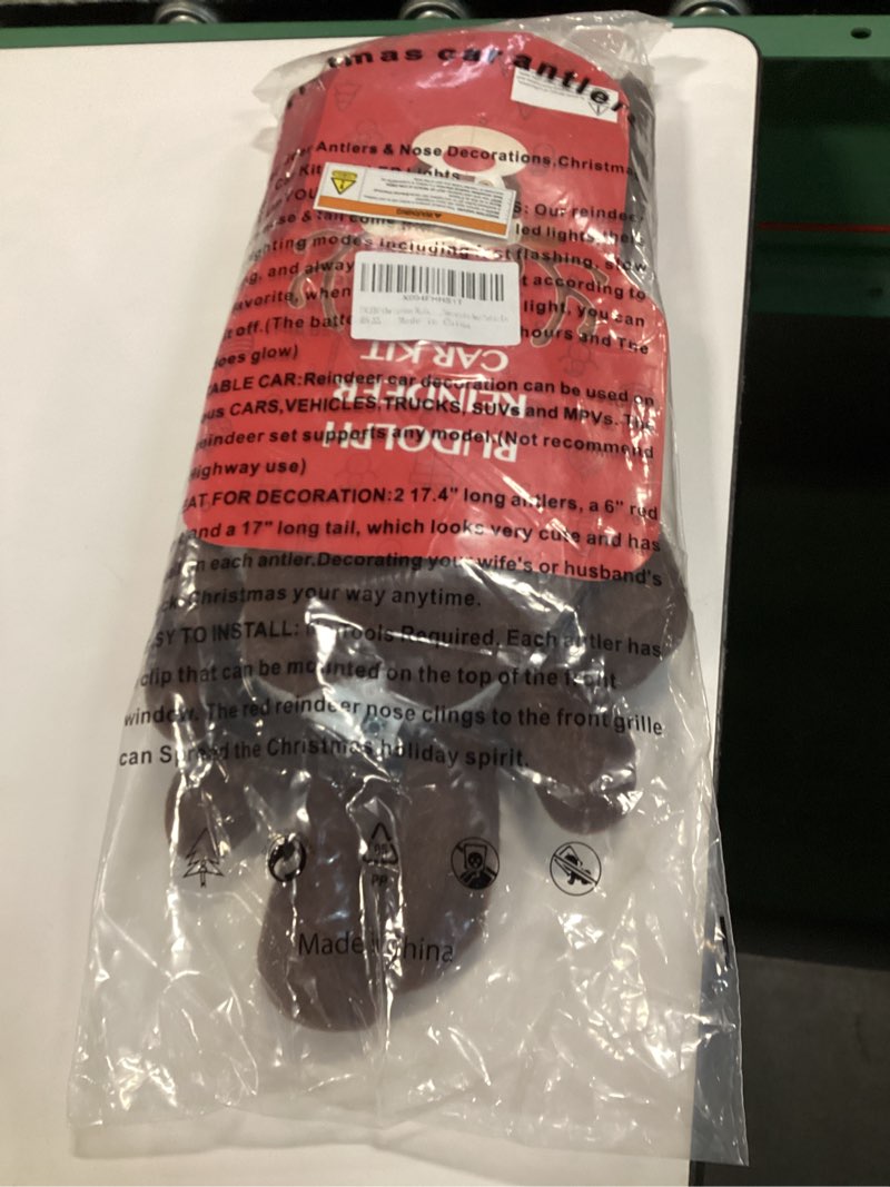 Condition photo showing New/Like New for Christmas Rudolph Reindeer Vehicle Kit,Antlers Car & Nose Decorations, Decor with Jingle Bells and Tail for Truck,Decorate Any Vehicle.