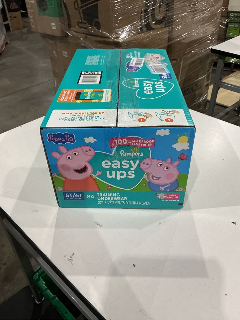 Condition photo showing New/Like New for easy ups girls & boys potty training pants, size 5t-6t, 84 count, peppa absorbent training underwear, up to 100% leakproof day and night, hypoallergenic (packaging may vary) 5t-6t 84