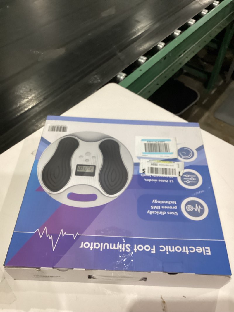 Condition photo showing As Is for EMS Foot Massager for Neuropathy, NMES Foot Stimulator for Neuropathy Feet Nerve Electric Foot Massager for Circulation and Pain Relief with 4 TENS Unit Muscle Stimulator Pads White