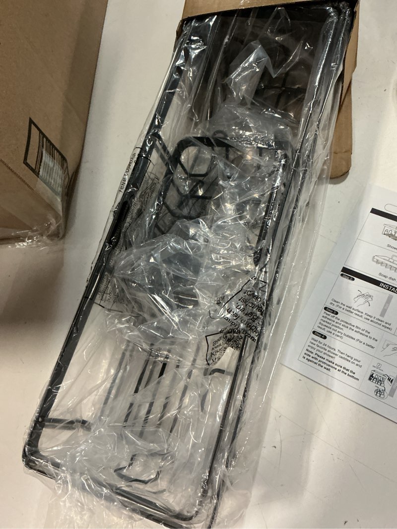 Condition photo showing Good Condition for veken shower caddy 3-pack, advanced rustproof design, no drilling adhesive shelves, rack with soap holder, large capacity bathroom organizers and storage, wall-mounted kitchen & home decor, black black 3-piece set