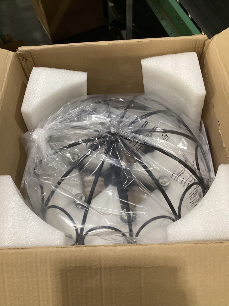 Condition photo showing Good Condition for 6 Light Farmhouse Chandeliers, 19.6” Black Chandelier for Dining Room Light Fixtures Over Table with Clear Seeded Glass Shades for Dining Room Kitchen Entryway,E12 Base (Not Included Blub, SIMILAR TO STOCK PHOTOS, NOT EXACT