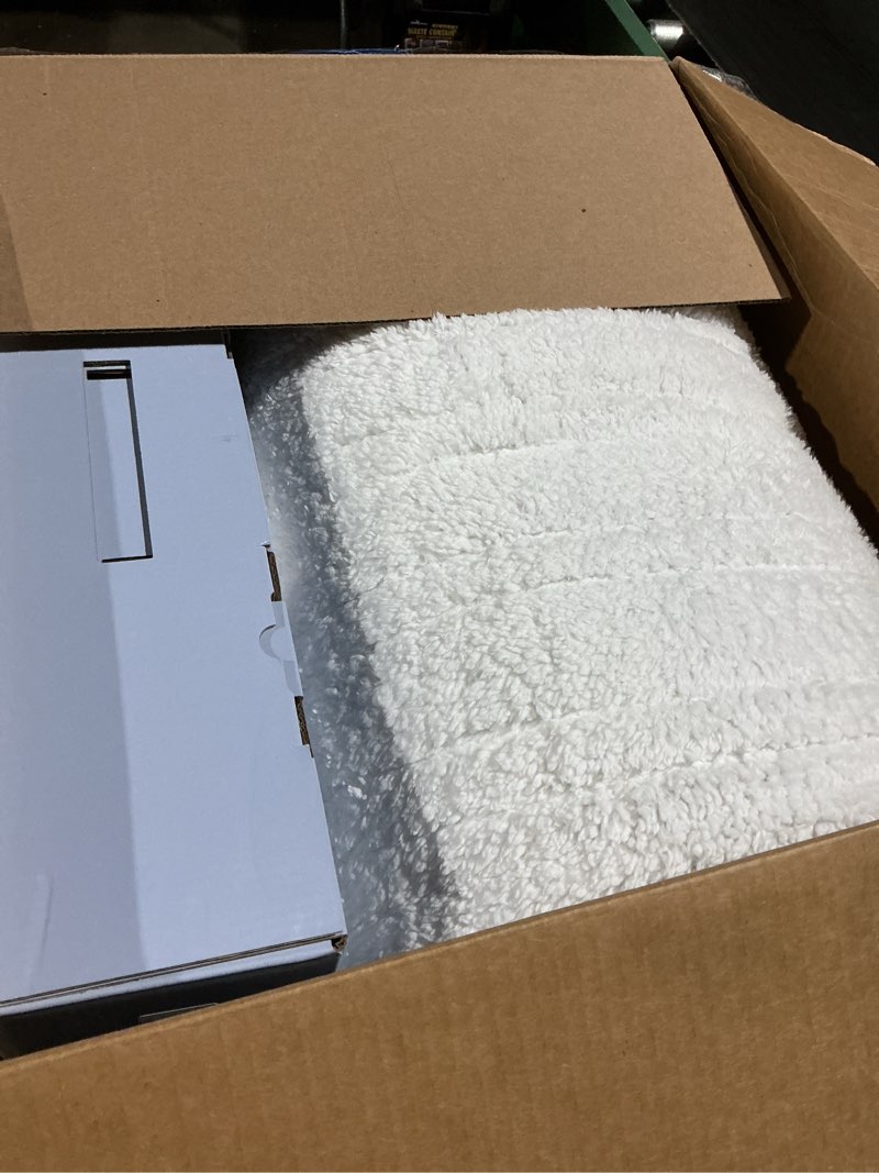 Condition photo showing As Is for Queen Size Heated Electric Blanket, 84\" x 90\" Fast Heating Sherpa Blanket with Dual Control, 8 Heating Levels & 10 Hours Auto Off, Machine Washable with ETL & FCC Certified, White Queen