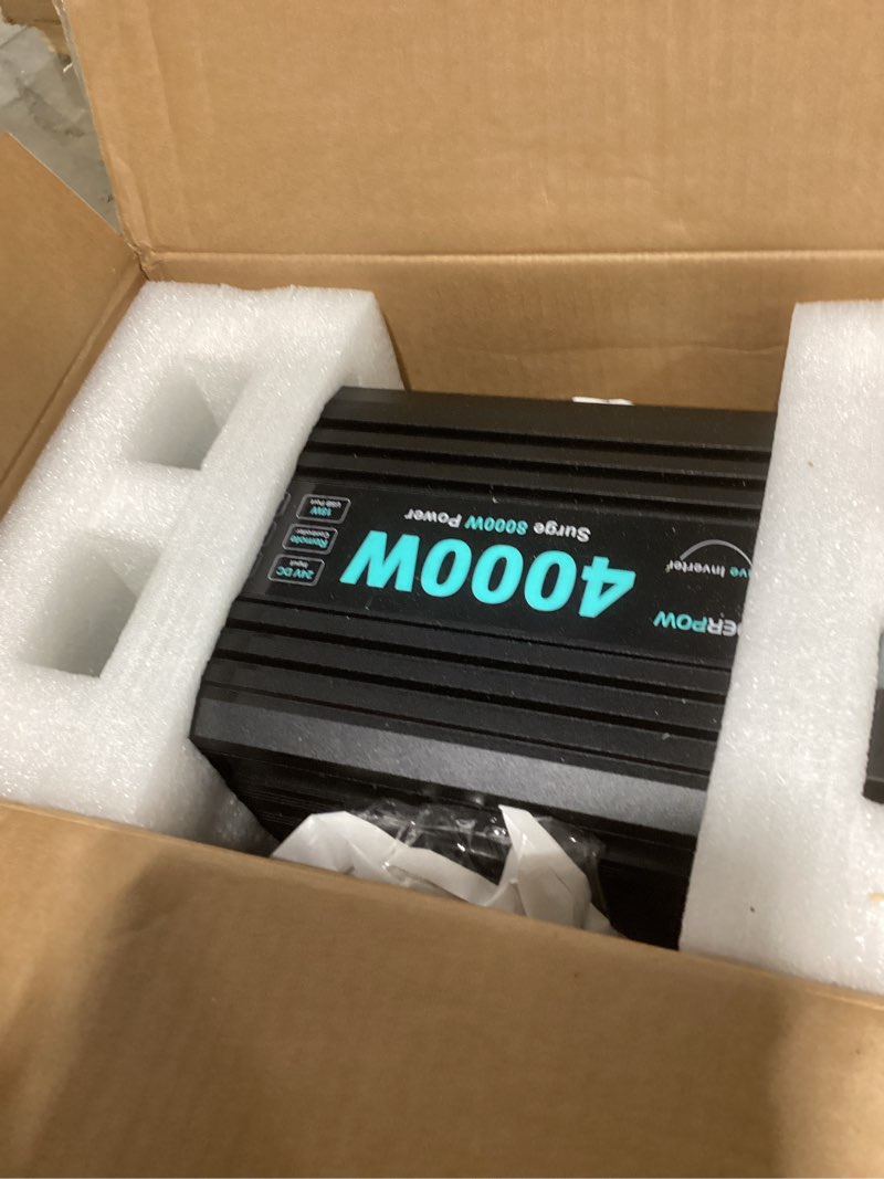 Condition photo showing Good Condition for 24v dc to 120v ac 4000 watt pure sine wave inverter for rv, truck, solar, home, off-grid, power inverter with 4 ac outlet, 30w type-c, 5v 3.1a usb, hardwire port, remote control, surge 8000w blue+matte black 24v-4000w pure sine wave inverter