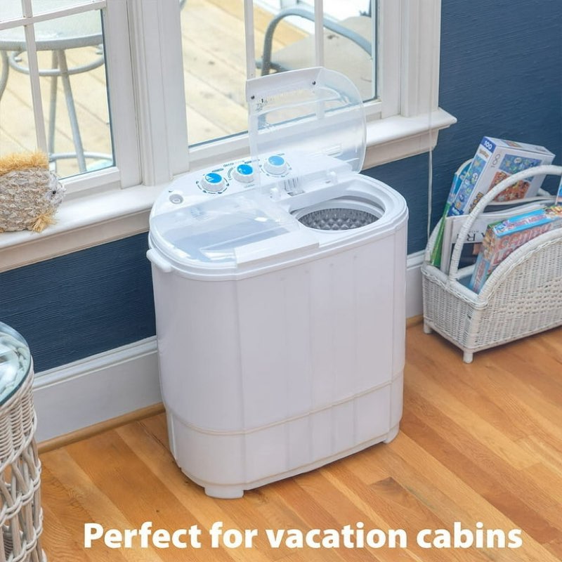 Deco Home Compact Washing Machine with Twin Tub for Wash and Spin Dry, Portable, Built-in Gravity Dr