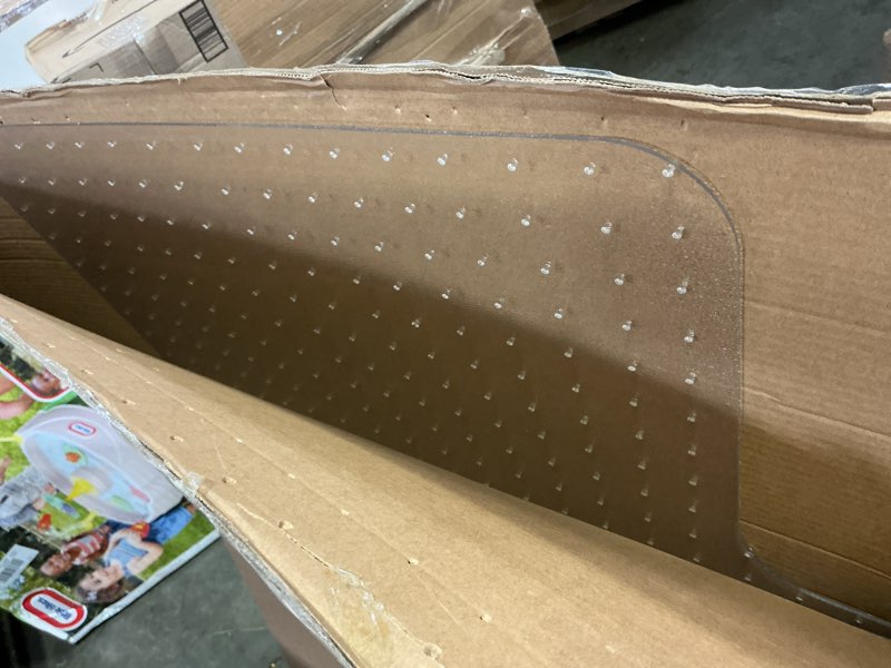 Condition photo showing Good Condition for office chair mat for carpet with lip, flat shipping heavy duty hard clear chair mats, under desk protector floor mat, smooth glide plastic rolling computer chairmat (32x48 inch)