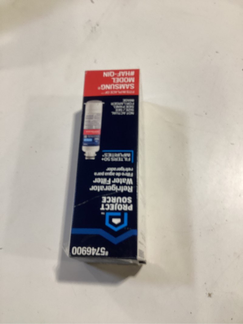 Condition photo showing As Is for project source push-in refrigerator water filter fits samsung haf-qin