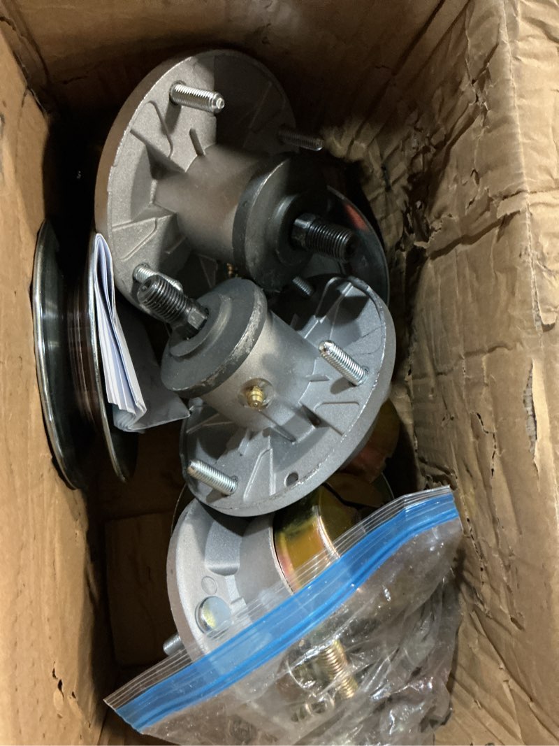 Condition photo showing Good Condition for 3 pack am144608 spindle assembly kit for john deere z355e spindles | replace john deere am144608, uc20697 pulley for john deere 42" 48" 54" x330 x350 x370 x380 x570 z375r z325e z330r z365r z525e