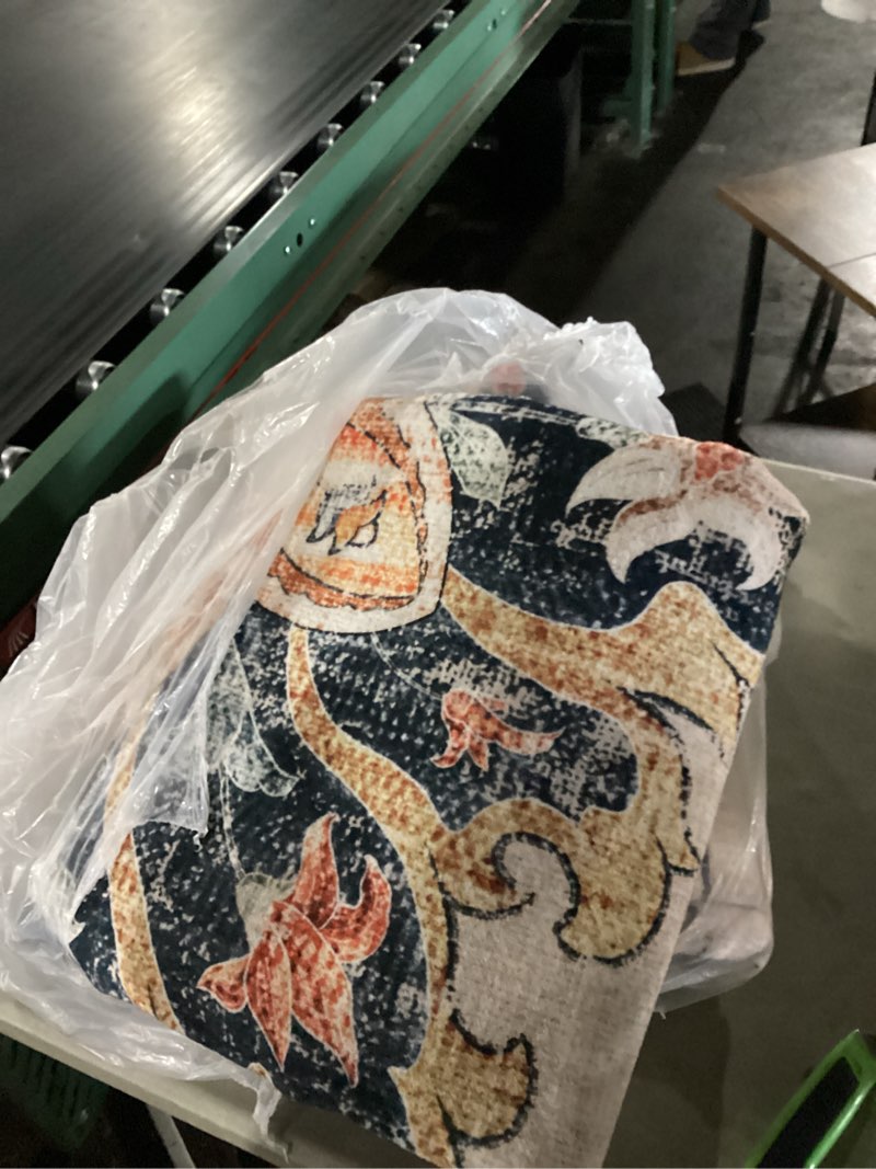 Condition photo showing New/Like New for Washable Oriental Area Ru Rugs for Living Room Soft Carpet for Bedroom Waterproof Floral Distressed Indoor Stain Resistant Non-Shedding Floor Carpets (Blue/Teal/Orange, Blue/Teal/Orange(similar to photo)