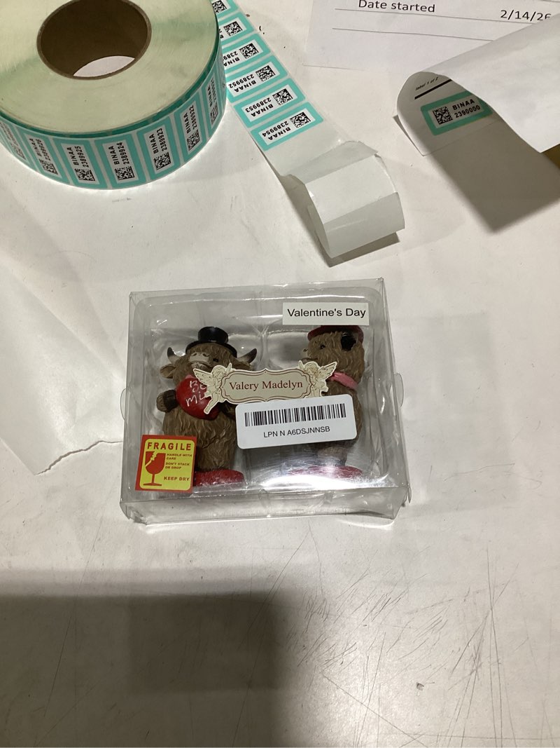 Condition photo showing Good Condition for Valery Madelyn 2Pcs Valentines Highland Cow Decor, Cute Romantic Brown Calf Resin Handmade Figurines for Tiered Tray Table Home Decor, Valentines Gifts for Him Her Wedding Anniversary, 4 Inch Medium