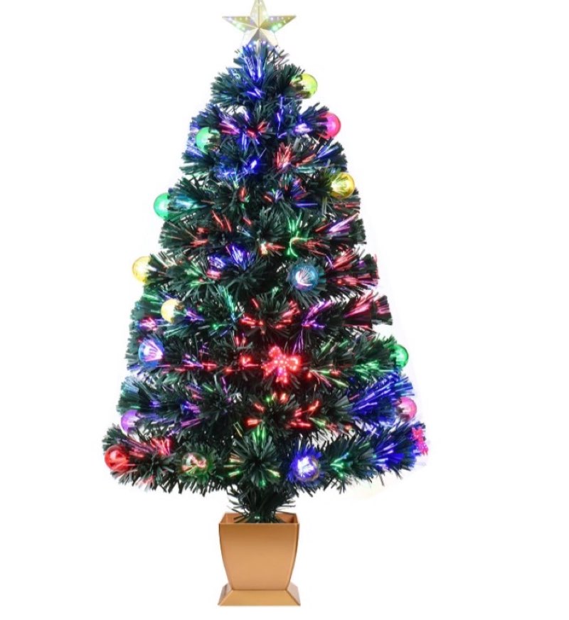 3ft Green Fiber Optic Christmas Tree,Pre-Lit Artificial Mini Christmas Tree, Tabletop Small Xmas Tree