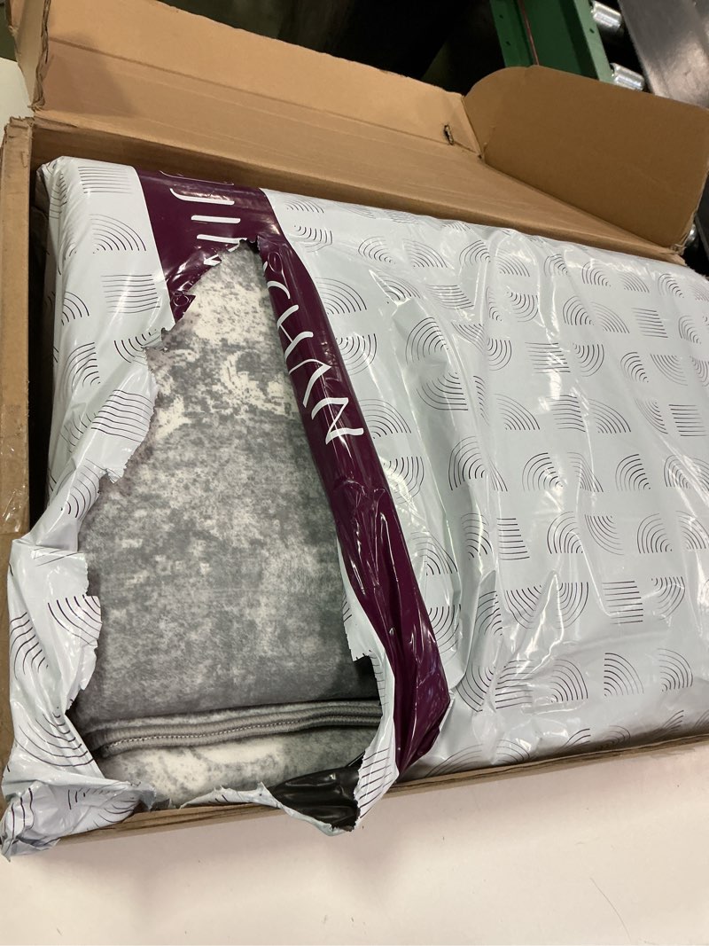 Condition photo showing New/Like New for jinchan Washable Area Rug 8x10 for Living Room - Soft Faux Wool Ultra-Thin Stain Resistant Non-Slip Distressed Vintage Floral Large Carpet for Bedroom,Dining Room,Home Office,Nursery(Grey, 8'x10')