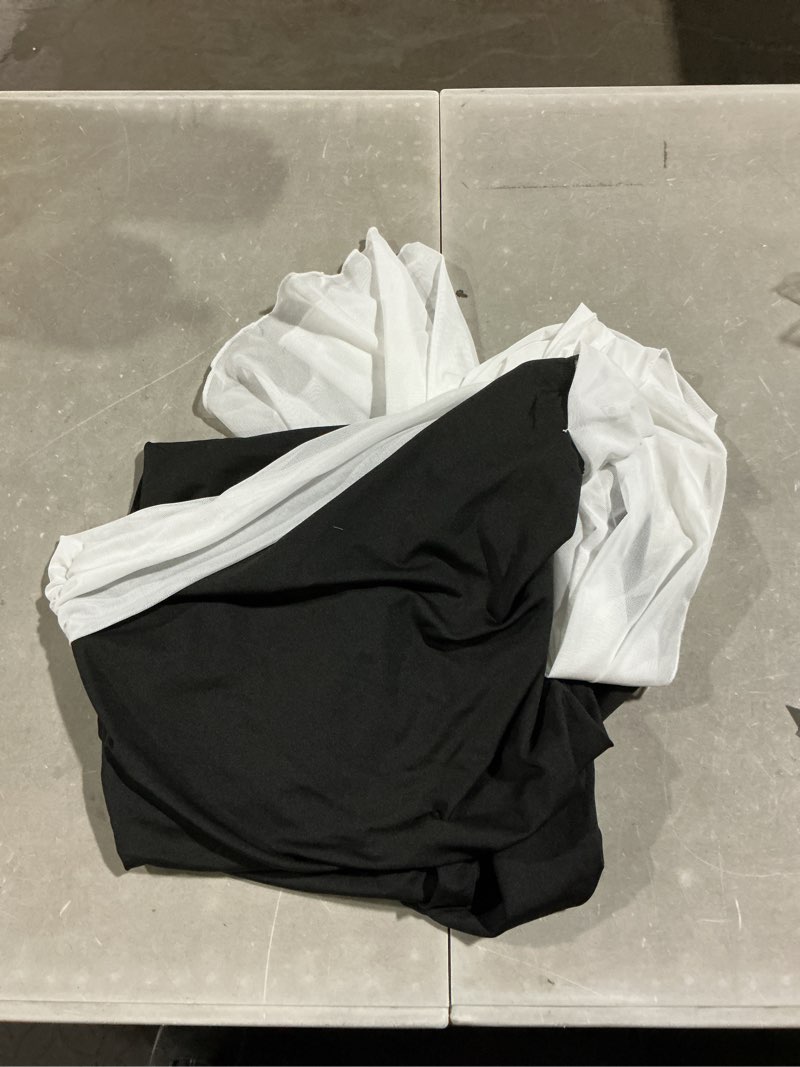 Condition photo showing Good Condition for gorglitter women's formal bodycon maxi evening dress one shoulder sleeveless cocktail elegant classy dresses with scarf small black and white