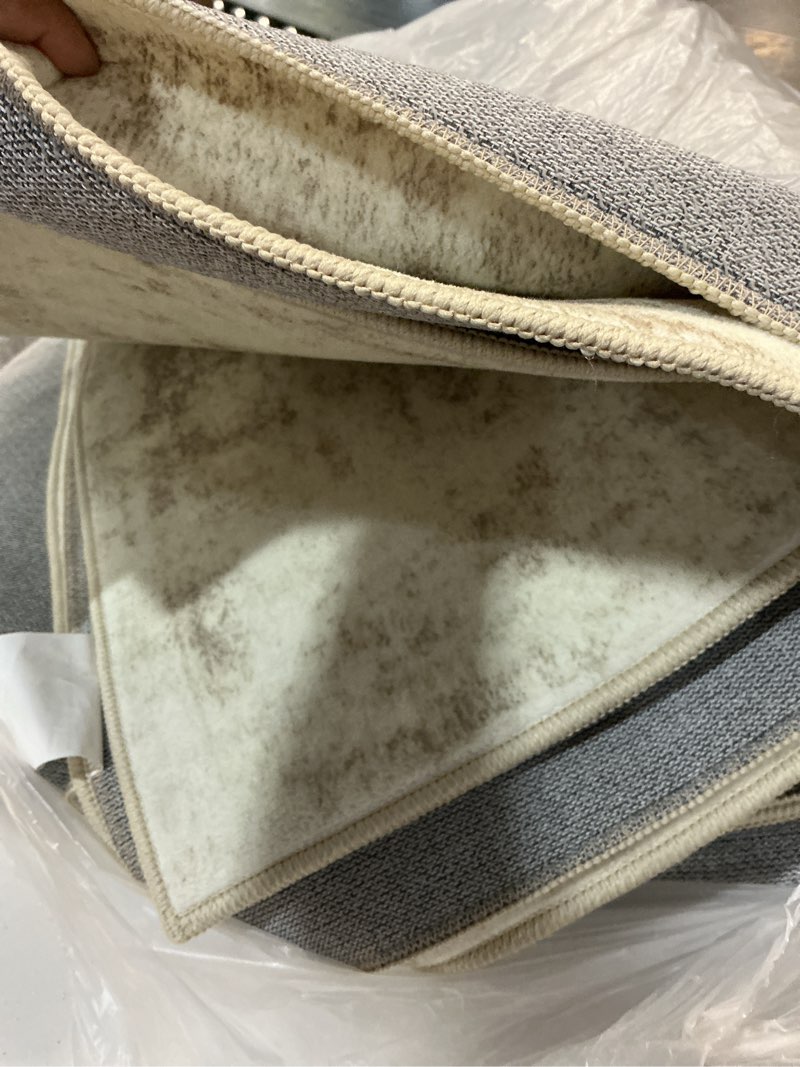 Condition photo showing As Is for 8x10 area rugs for living room, washable vintage boho neutral medallion rug non slip low pile floor carpet for bedroom dining room home office (beige, 8'x10')
