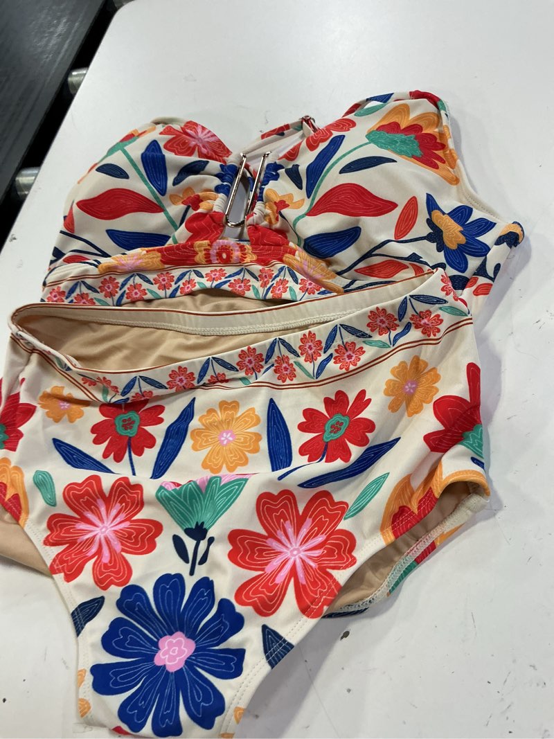 Condition photo showing Good Condition for dokotoo women's bikini sets floral print one shoulder spaghetti straps high waist stretchy tummy control two piece swimsuits