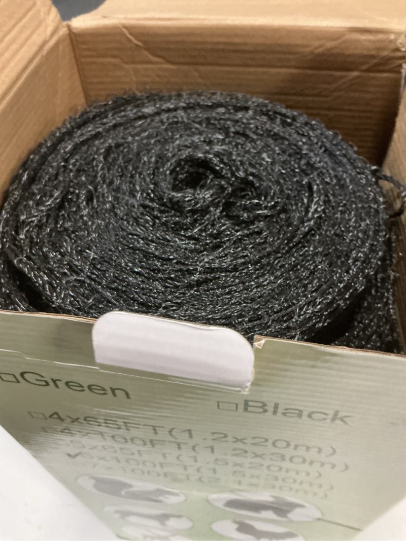 Condition photo showing Good Condition for deer fence netting, 5x100 ft plastic mesh netting for garden protection, temporary fence animals barrier for bird, chicken, reusable mesh fencing roll for vegetable, fruit tree, shrubs, black black 5x100 ft