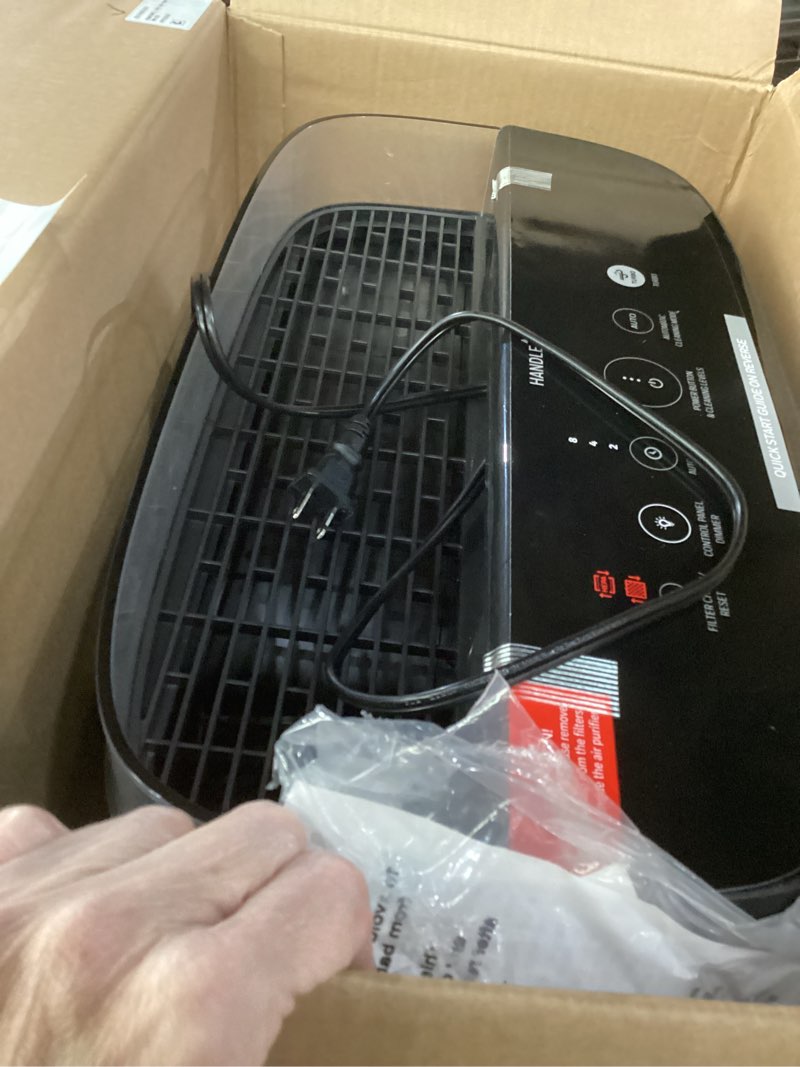 Condition photo showing As Is for not tested honeywell hepa air purifier for home, 1733 ft² rooms in 1 hour, air quality indicator, auto mode, reduces allergens, dust, pollen, smoke, pet dander, odors, black, hpa5200 1700 sq. ft