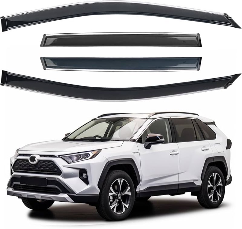 Window Visors Rain Guards FIT 2019, 2020, 2021, 2022 Toyota RAV4 – Side Window Deflectors Vent Shade