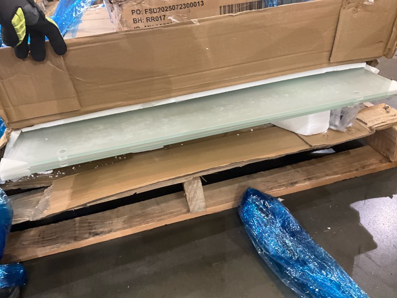 Condition photo showing As Is for DreamLine Encore 56-60 in. W x 76 in. H Semi-Frameless Bypass Sliding Shower Door in Chrome with Frosted Glass