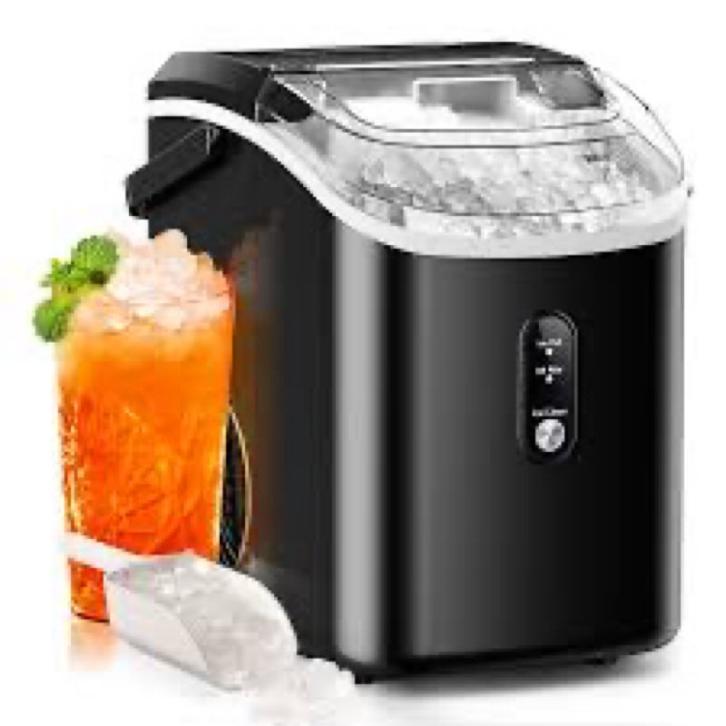 ChefRobot Ice Machine,Stainless Steels Chewable Ice Maker Ready in 6 mins,34Lbs/24H Nugget Ice Maker