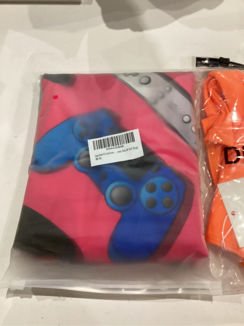 Condition photo showing New/Like New for Game Body Pillow Cover for Boys Gifts Gaming Pattern Long Pillow Case with Zipper Ultra Soft Decorative Modern Large Pillowcases Soft Cushion Covers for gameroom,Bedroom,Couch,Sofa 20"x54"(Pink) 54" x 20" (Pack of 1) Game Pink