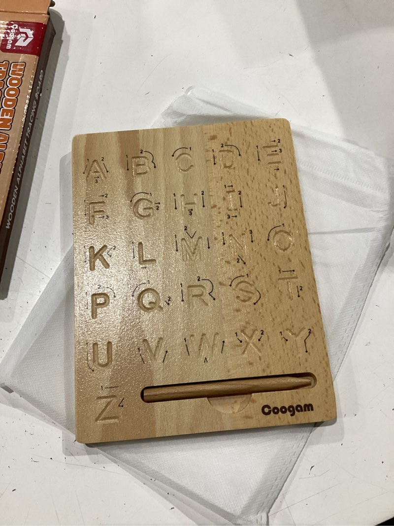 Condition photo showing Good Condition for coogam wooden letters practicing board, double-sided alphabet tracing tool learning to write abc educational toy game fine motor montessori gift for preschool 3 4 5 years old kids