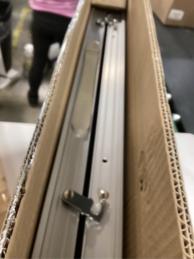 Condition photo showing As Is for Folding Camping Table, 36''L x24''W Camp Aluminum Table with Adjustable Height Legs, Indoor Outdoor Lightweight Portable Folding Dining Table for Camp Picnic Beach BBQ Cooking 3Ft?2 Heights 15"/28"? White 36"L x 24"W x 28"H